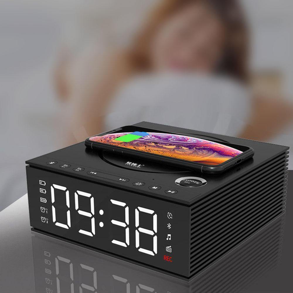 J21S Multifunktionaler Bluetooth-Lautsprecher, kabelloses Ladegerät, FM-Radio, DIY-Wecker, Musikaufzeichnung 