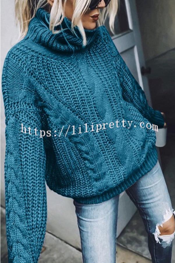 Lilipretty Eiffel Tower Cable Knit Relaxed Sweater