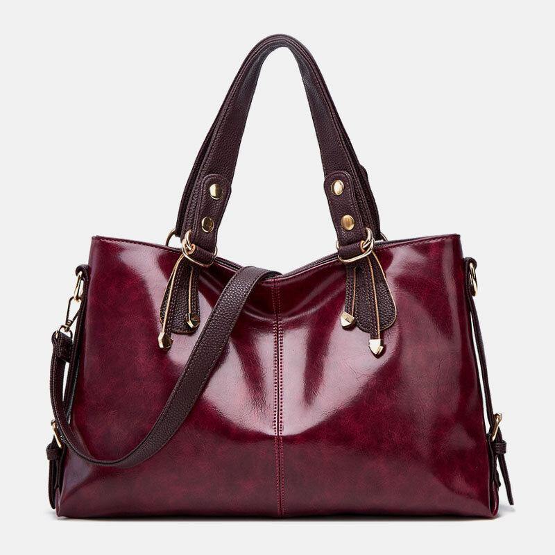 Bolso de mano de gran capacidad con diseño de lichi Retro de piel sintética para mujer, bolso de hombro, bandolera, bolso de mano 