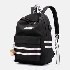 Mochila escolar para estudiantes al aire libre de viaje informal de gran capacidad para mujer con mochila resistente al desgaste con carga USB 