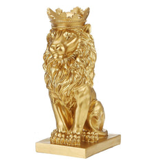 Nordic Style Crown Lion Statue Handicraft Decorations for Home Office Hotel Desk