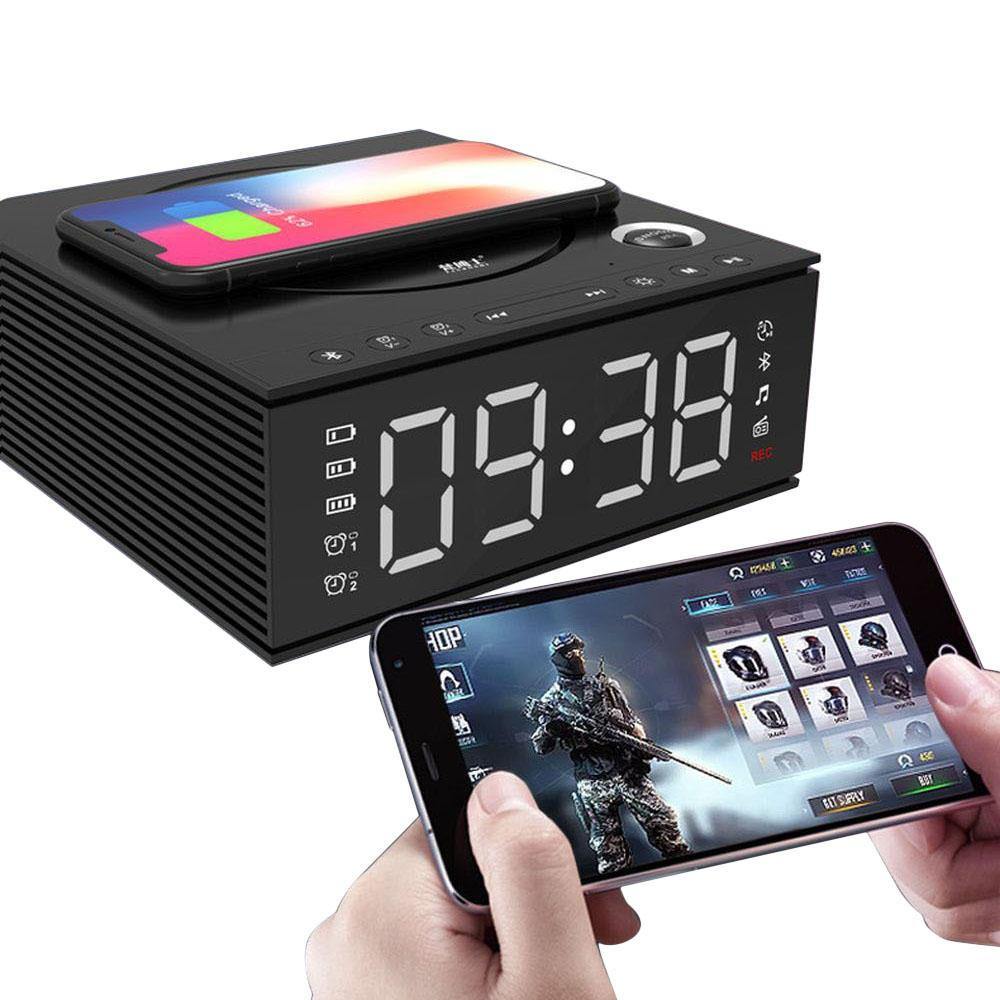 J21S Multifunktionaler Bluetooth-Lautsprecher, kabelloses Ladegerät, FM-Radio, DIY-Wecker, Musikaufzeichnung 