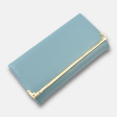 Women Metal Trim Buckle Decor Long Purse 6.5 Inch Wallet Large Capacity Multi-card Slot Card Holder Coin Purse