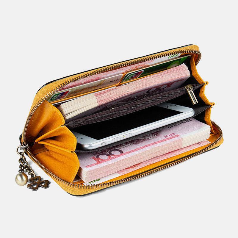 Damen Echtleder Tiermuster Vintage RFID Anti-Diebstahl Multi-Slot Handytasche Clutch Geldbörse Kartenhalter Geldbörse 