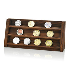 Wooden Challenge Collectible Coin Holder Display Rack Stand Case Shelf Decorations