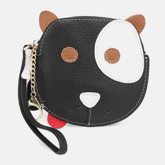 Women Genuine Leather Cowhide Cute Cartoon Dog Pattern Small Storage Bag Coin Bag