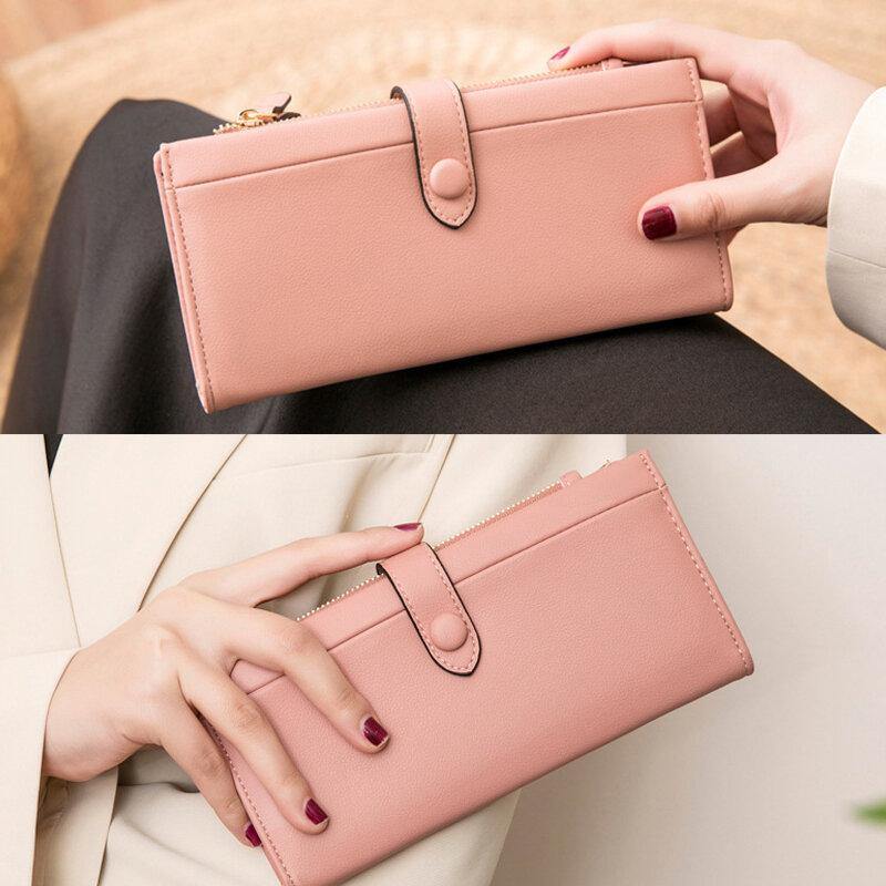 Women 21 Card Slots Solid Long Wallet Purse Phone Bag