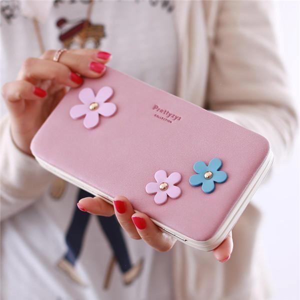 Women Flower 5.5 Inch Phone PU Wallet Case Cover Long Wallet