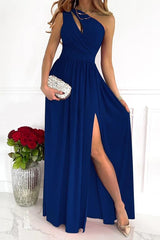 Novella Solid One Shoulder Party/Elegant Maxi Dress