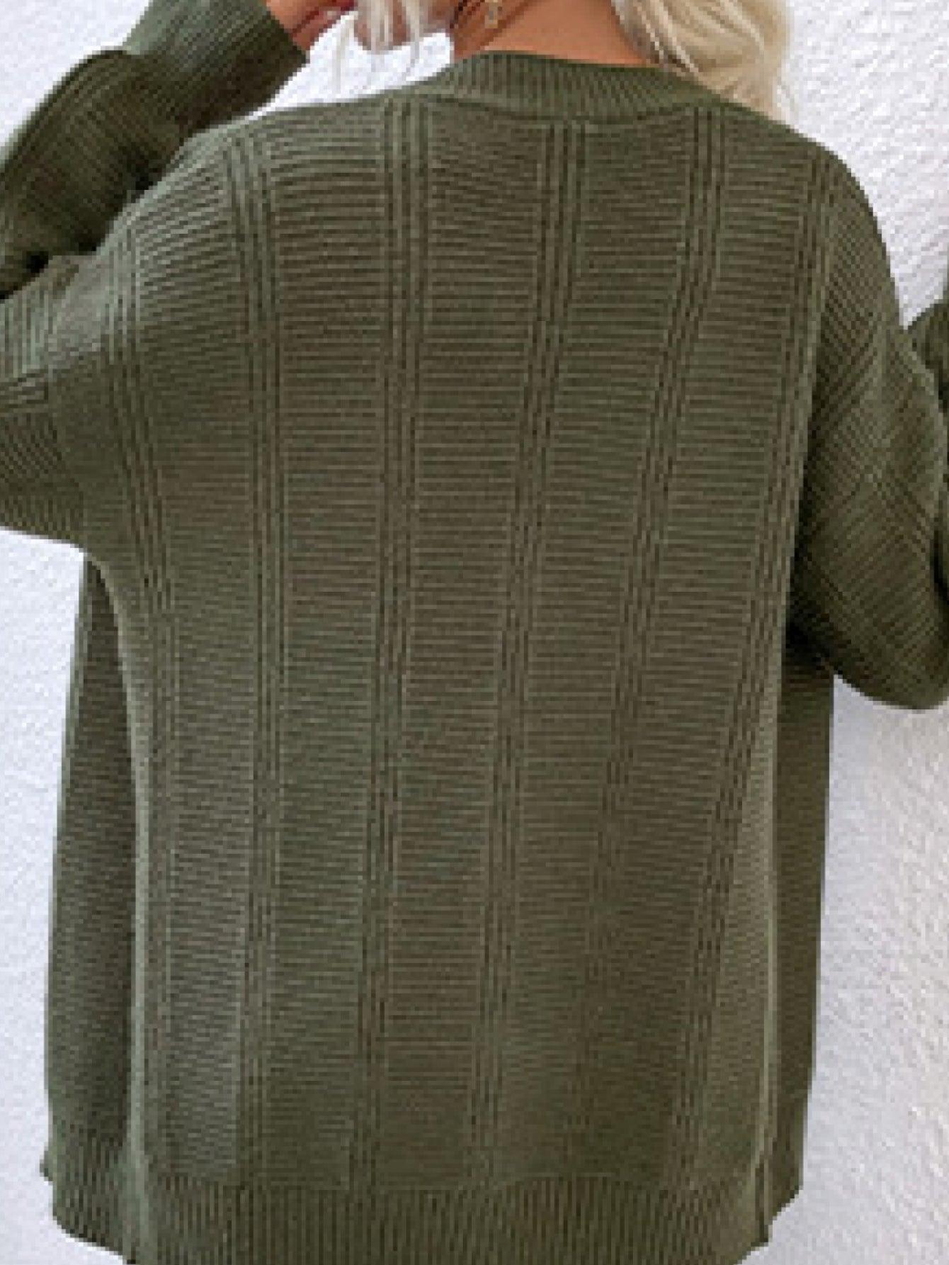 Zopfmuster-Cardigan mit Knopfleiste und geripptem Saum