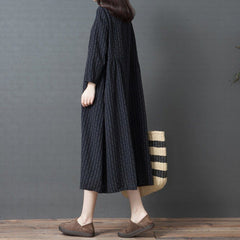 BABAKUD  Autumn Lloose Ramie Cotton Linen  Long Sleeves Dress