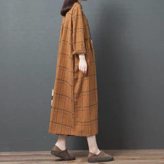 BABAKUD Autumn Loose Long Sleeves Cotton Linen Dress