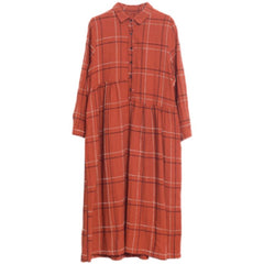 BABAKUD Autumn Loose Long Sleeves Cotton Linen Dress