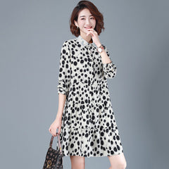 BABAKUD Casual Polka Dots Chiffon Autumn Long Sleeve Dress