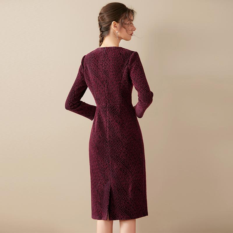 BABAKUD Elegant Autumn Winter Woolen Dress