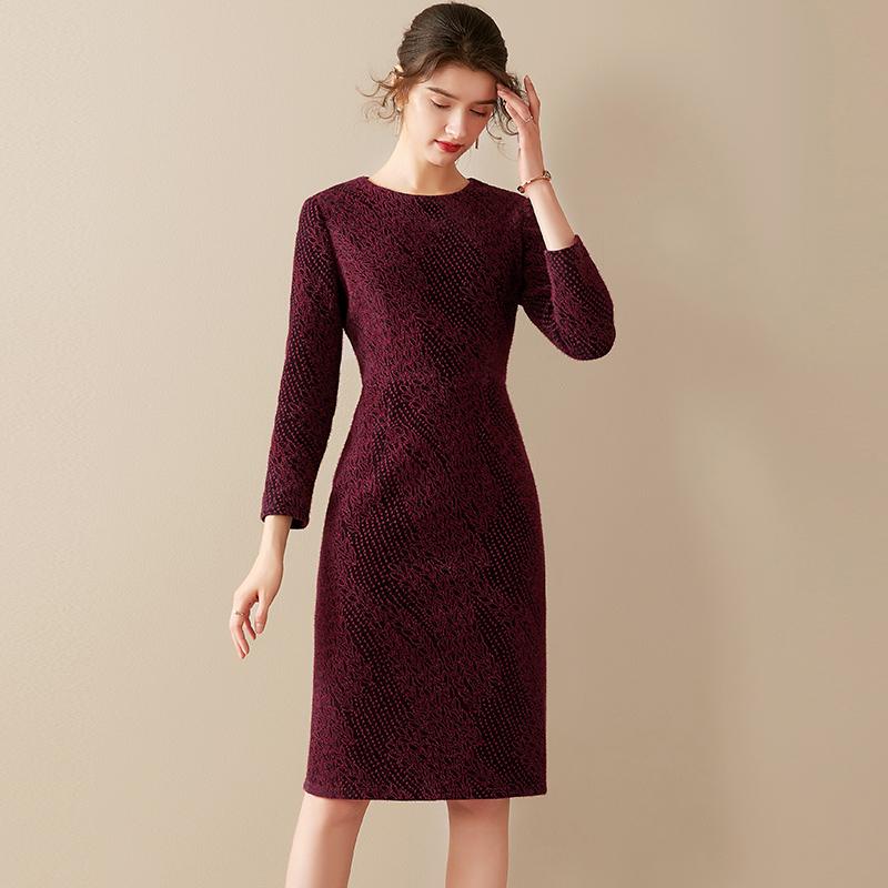 BABAKUD Elegant Autumn Winter Woolen Dress