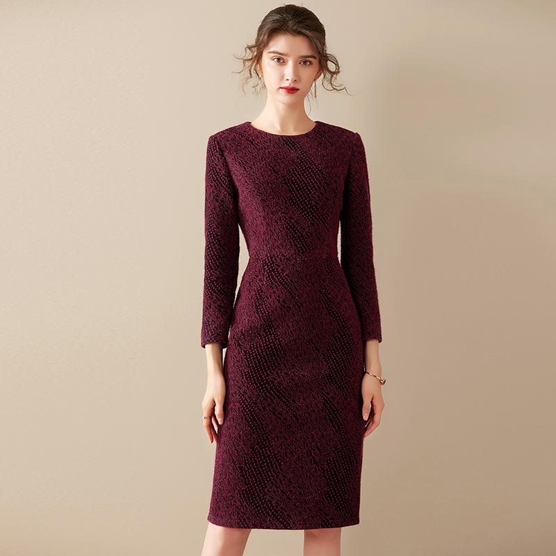 BABAKUD Elegant Autumn Winter Woolen Dress