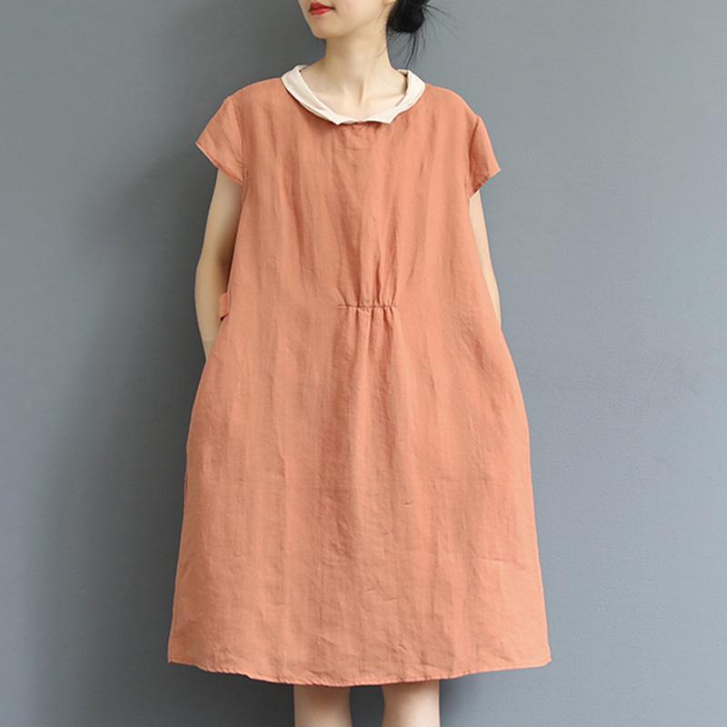 Babakud Gathered Solid Peter Pan Summer Dress