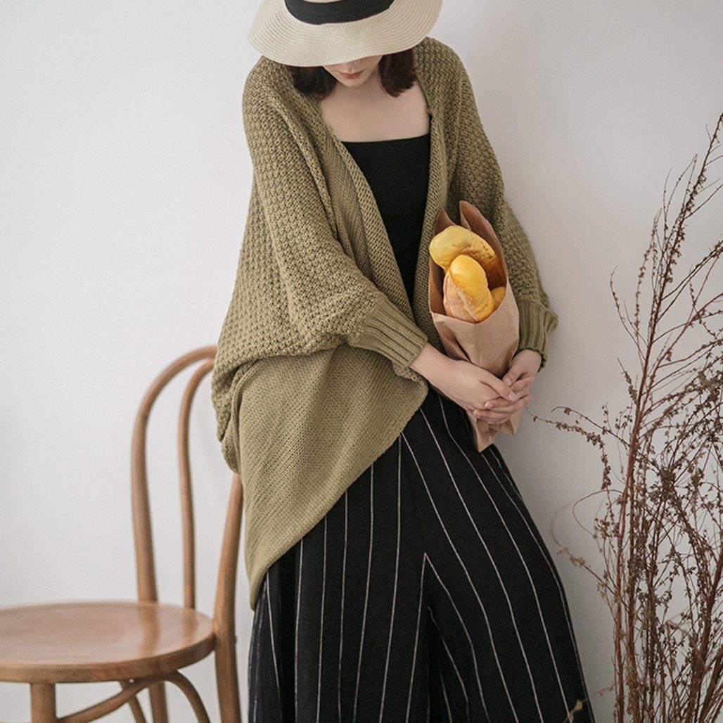 BABAKUD Knitted Spring Autumn Bat Seeves Sweater Cardigan