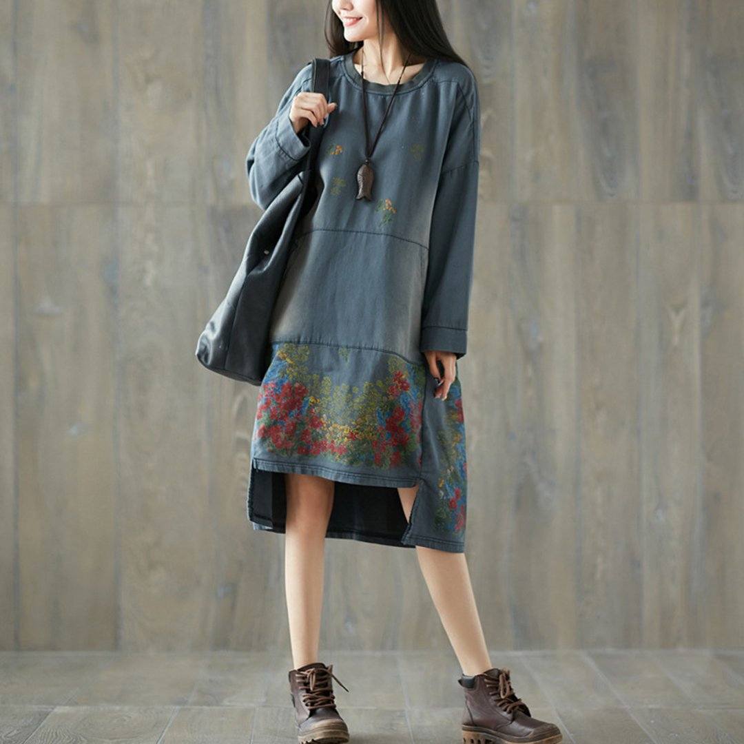 BABAKUD Large Size Irregular  Autumn Long Sleeve Dress