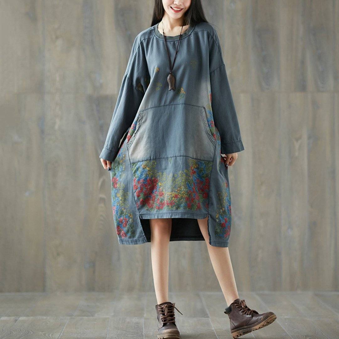 BABAKUD Large Size Irregular  Autumn Long Sleeve Dress