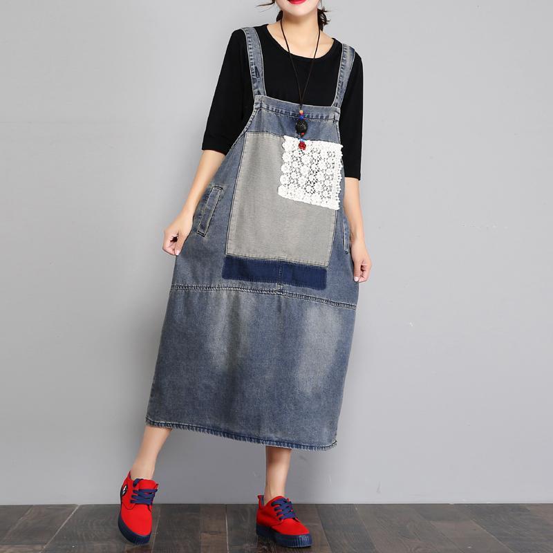 Babakud New Summer Loose Denim Retro Strap Dress