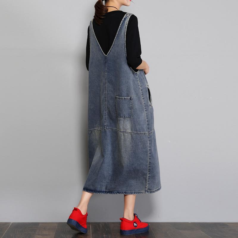 Babakud New Summer Loose Denim Retro Strap Dress