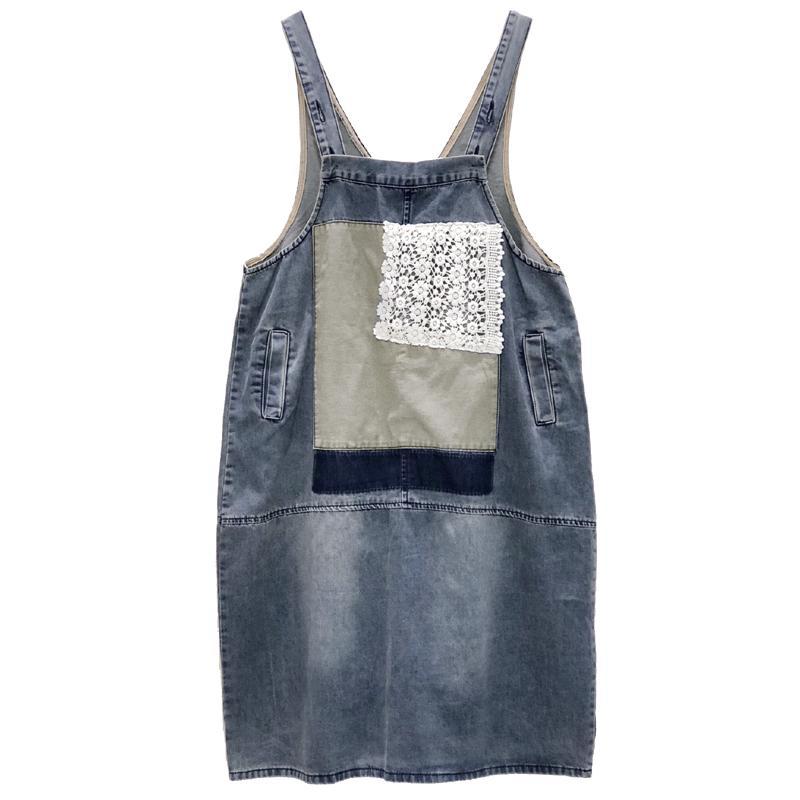 Babakud New Summer Loose Denim Retro Strap Dress