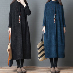 BABAKUD Retro Spring High Collar Loose Long Sleeve Dress