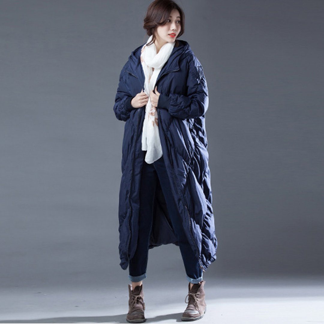 Babakud Rhombus Sewing Solid Hooded Winter Down Coat