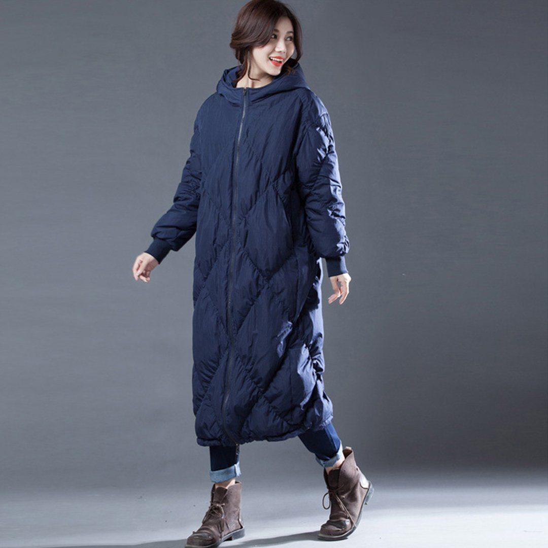 Babakud Rhombus Sewing Solid Hooded Winter Down Coat