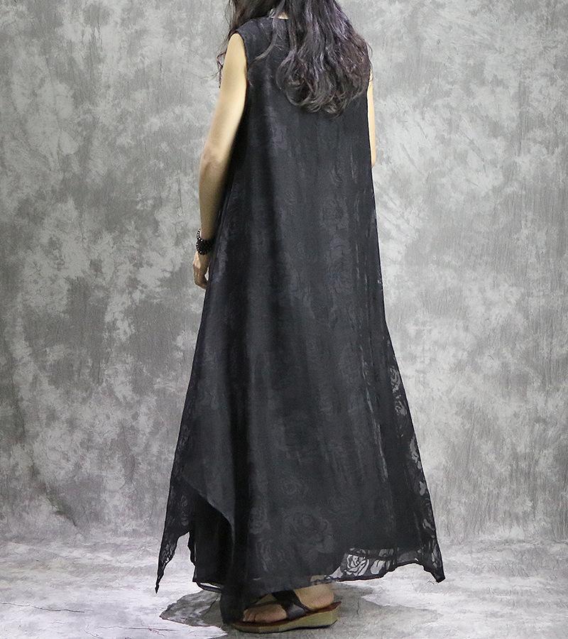 Babakud Silk Cotton Retro Long Sleeveless Dress