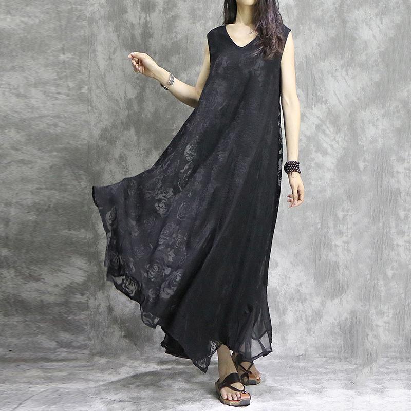 Babakud Silk Cotton Retro Long Sleeveless Dress