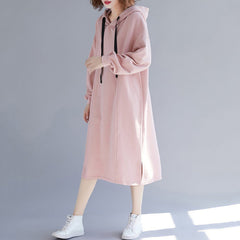 Babakud Simple Solid Loose Casual Hooded Dress