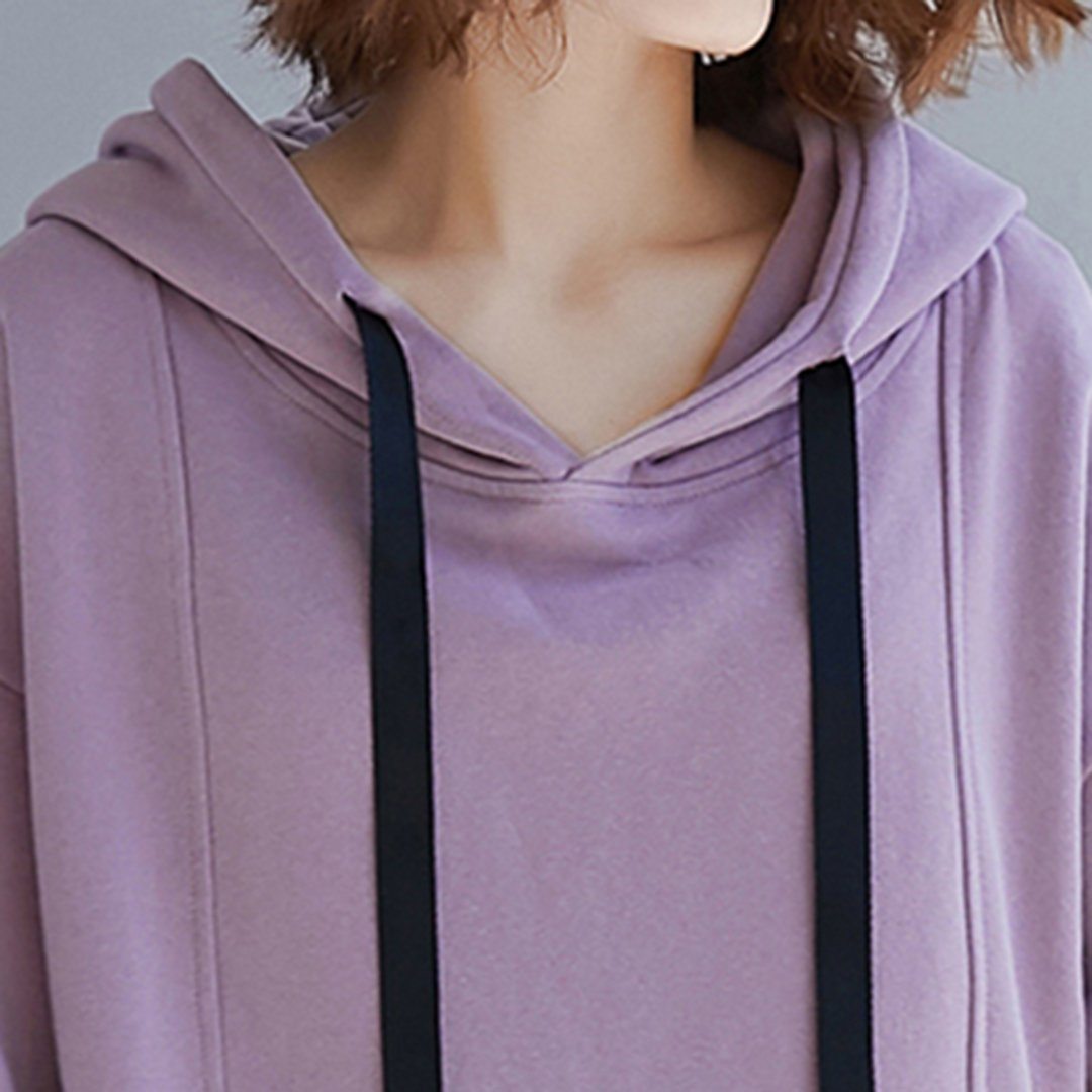 Babakud Simple Solid Loose Casual Hooded Dress