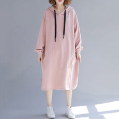 Babakud Simple Solid Loose Casual Hooded Dress