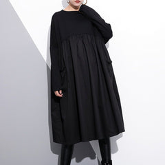 Babakud Solid Paneled Gathered Irregular Autumn Dress