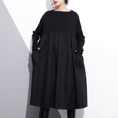 Babakud Solid Paneled Gathered Irregular Autumn Dress