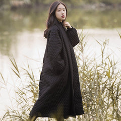 Babakud Solid Rhmobus Sewing Shawl Nek Long Winter Coat