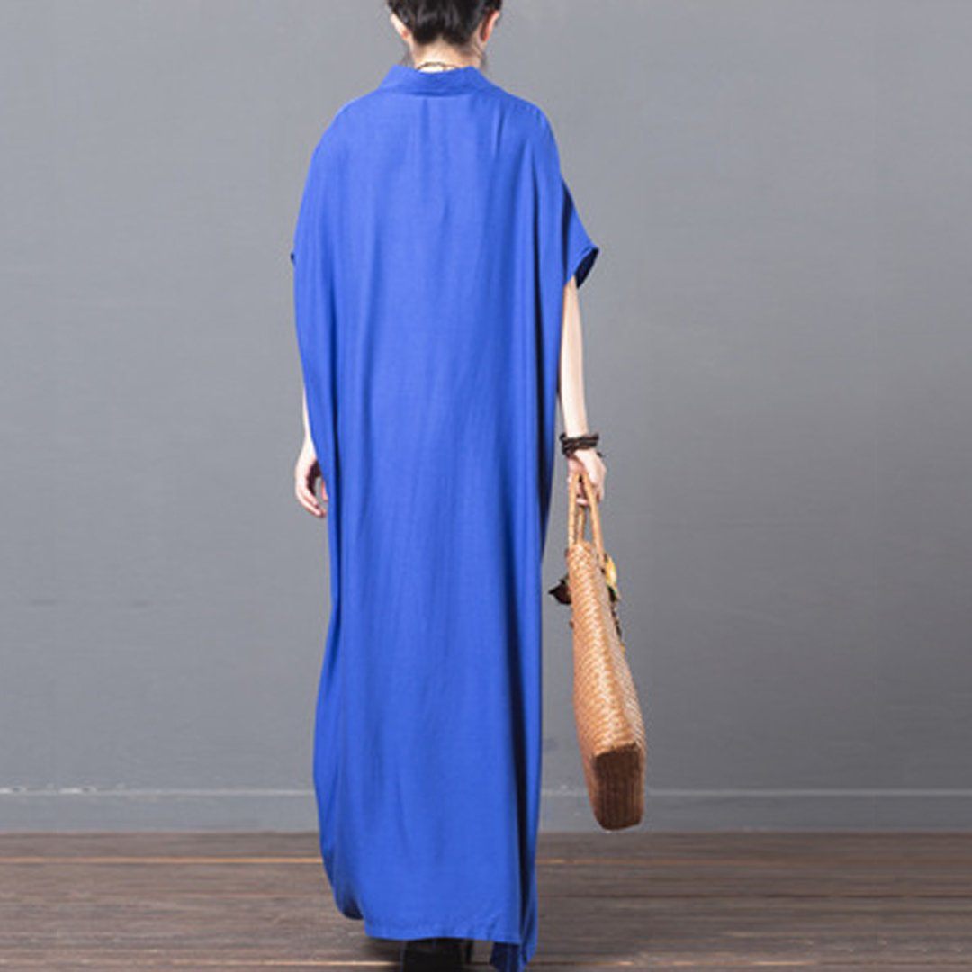 Babakud Solid V-Neck Casual Maxi Dress