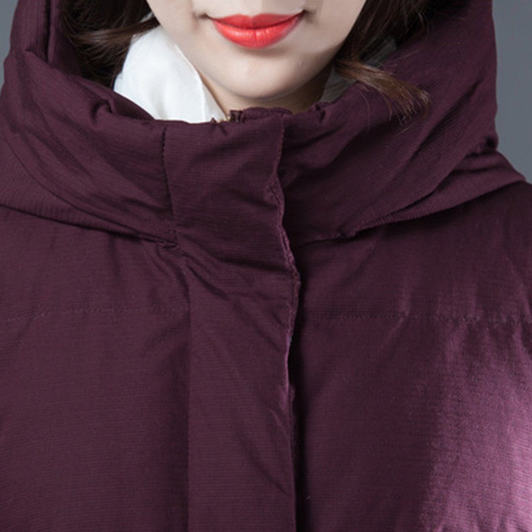 Babakud Wine Red Thick Down Hooded Winter Coat