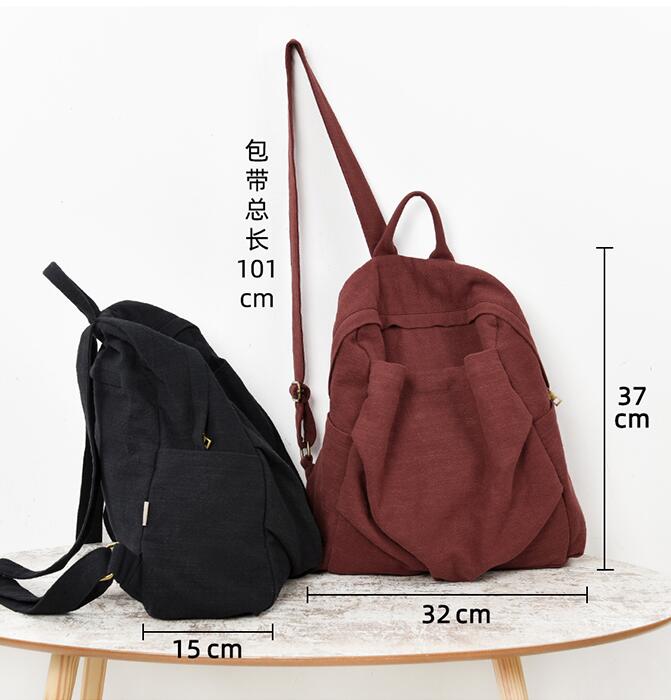 Baumwoll-Leinen, lässig, großer Rucksack, Damen-Reisetasche, Umhängetasche