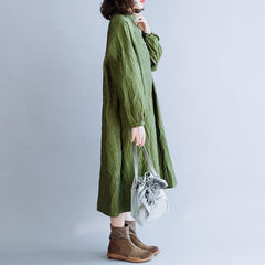 Bark Texture Avocado Green Cotton Dress