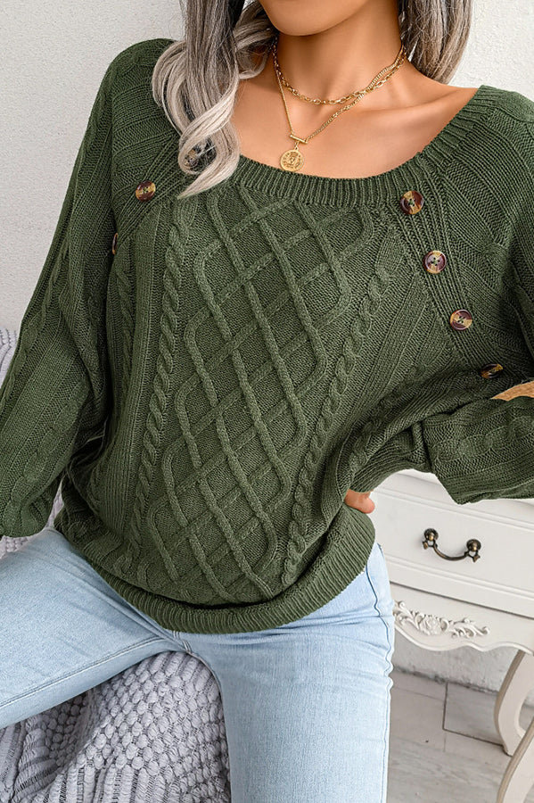 Lilipretty Sweet Life Button Cable Knit Sweater