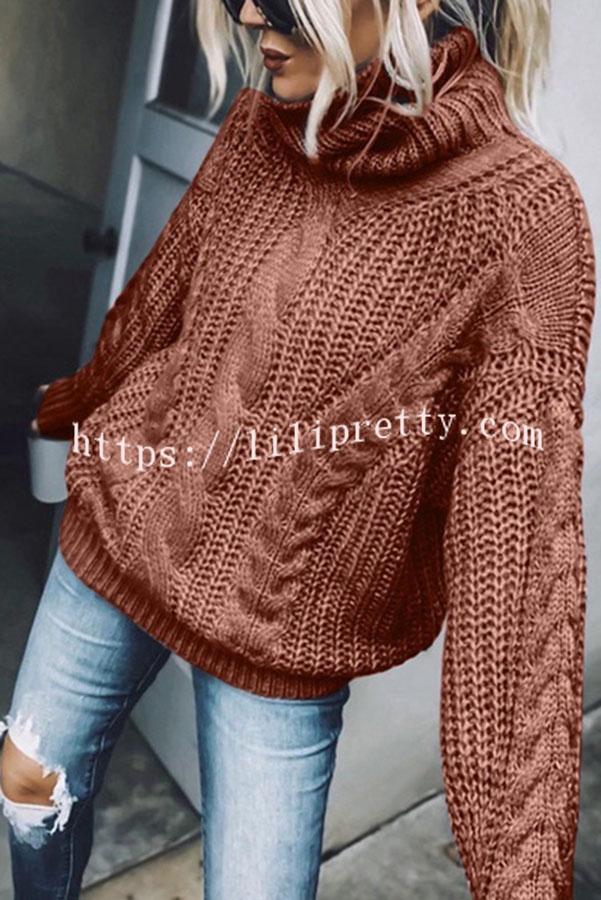 Lilipretty Eiffel Tower Cable Knit Relaxed Sweater