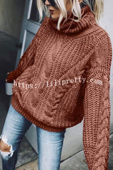 Lilipretty Eiffel Tower Cable Knit Relaxed Sweater