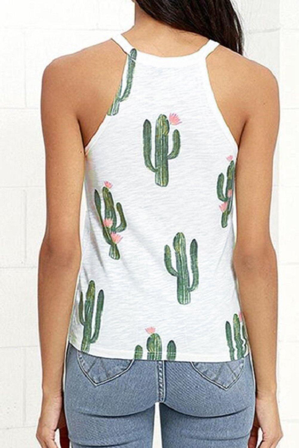 Tanktop mit Rundhalsausschnitt und Kaktus-Print