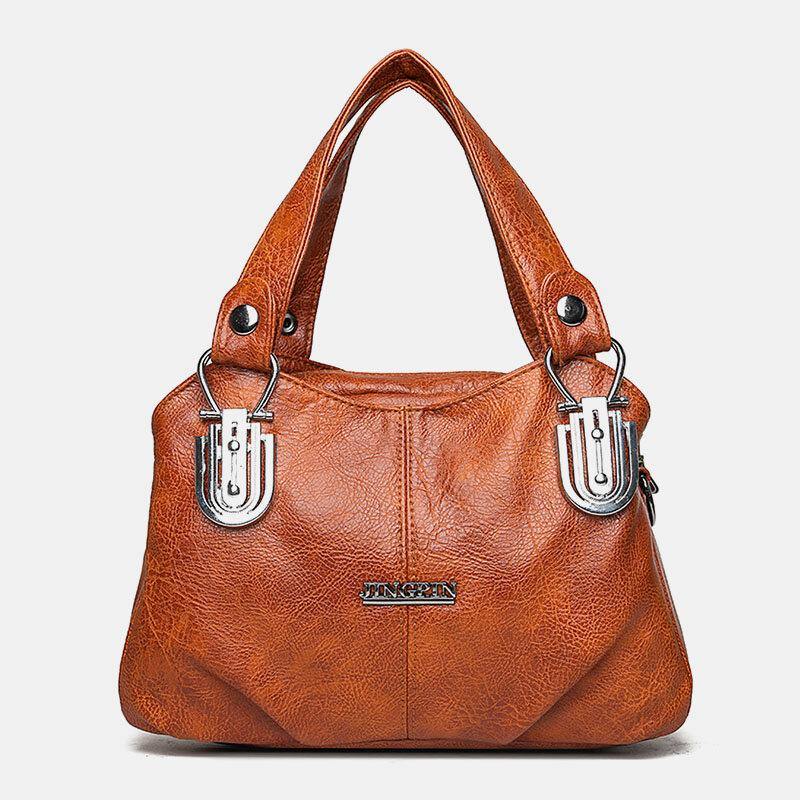 Bolso de mano Retro de piel sintética para mujer, bolso de mano de gran capacidad que combina con todo, bolso cruzado 