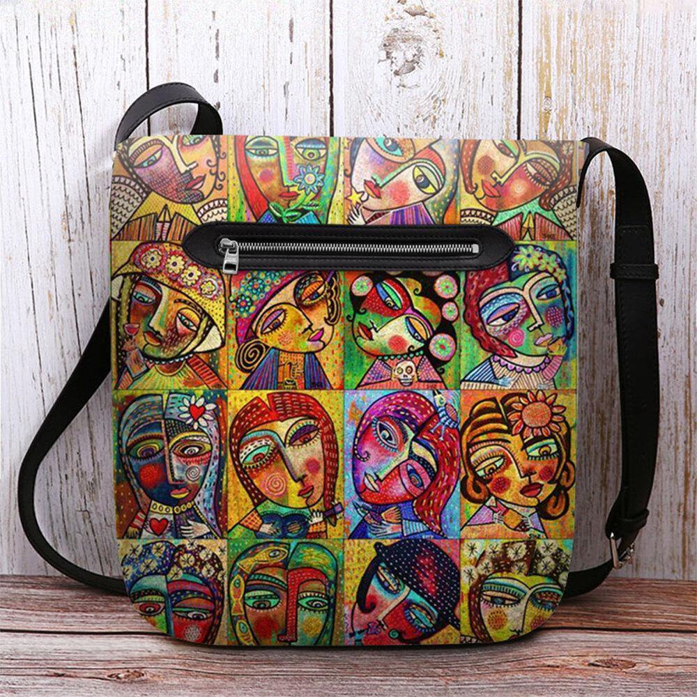 Bolso bandolera con estampado de figura de dibujos animados multicolor de fieltro para mujer Bolso bandolera 