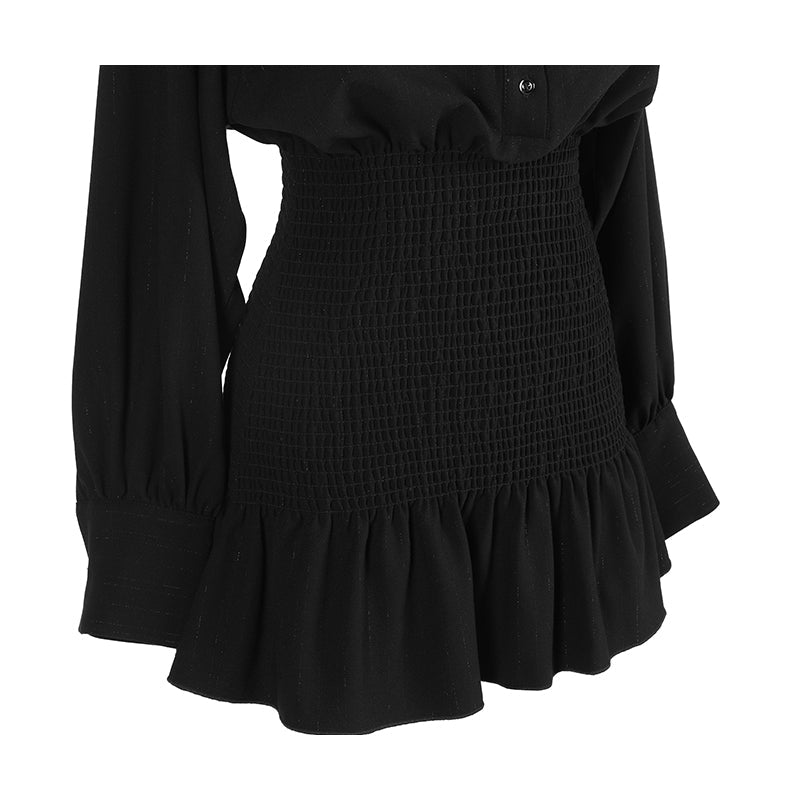 Vestido camisero negro de manga larga